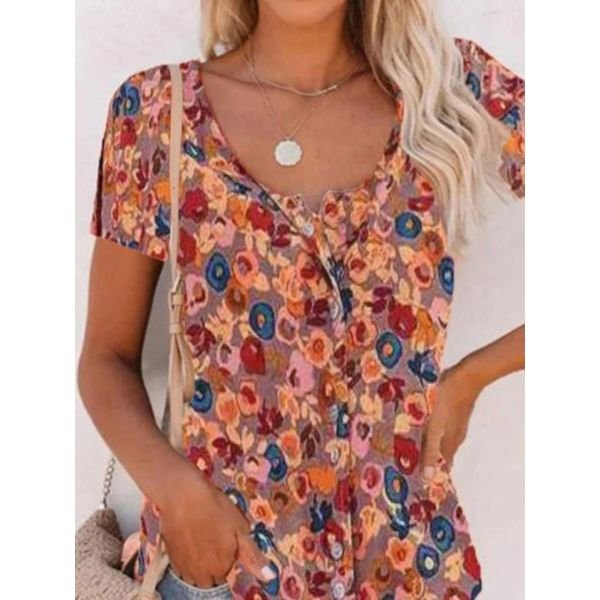 Romantic Print Short Sleeve Top