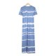 Modest Blue V-Neck Short Sleeve Printed Maxi Dress