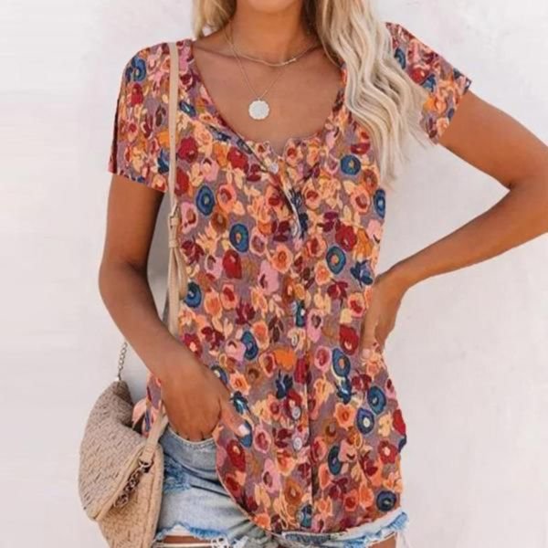Romantic Print Short Sleeve Top