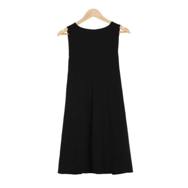 Simple Black V-Neck Sleeveless Mini Dress