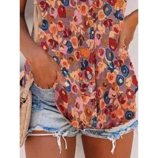 Romantic Print Short Sleeve Top